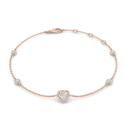 Natural Heart Cut Diamond Station Bracelet with Lobster Clasp in 10K/14K gold and platinum with certified lab-grown or natural diamonds