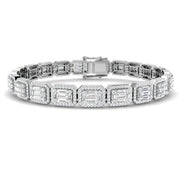 Elegant Emerald Style Baguette & Round Cut Lab Grown Diamond Bracelet in Gold or in 10K/14K gold and platinum with certified lab-grown or natural diamonds