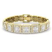 Baguette & Round Cut Emerald Style Natural Diamond Bracelet in Gold & in 10K/14K gold and platinum with certified lab-grown or natural diamonds