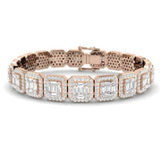 Baguette & Round Cut Emerald Style Natural Diamond Bracelet in Gold & in 10K/14K gold and platinum with certified lab-grown or natural diamonds