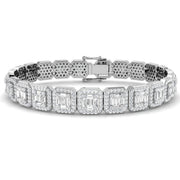 Baguette & Round Cut Emerald Style Natural Diamond Bracelet in Gold & in 10K/14K gold and platinum with certified lab-grown or natural diamonds