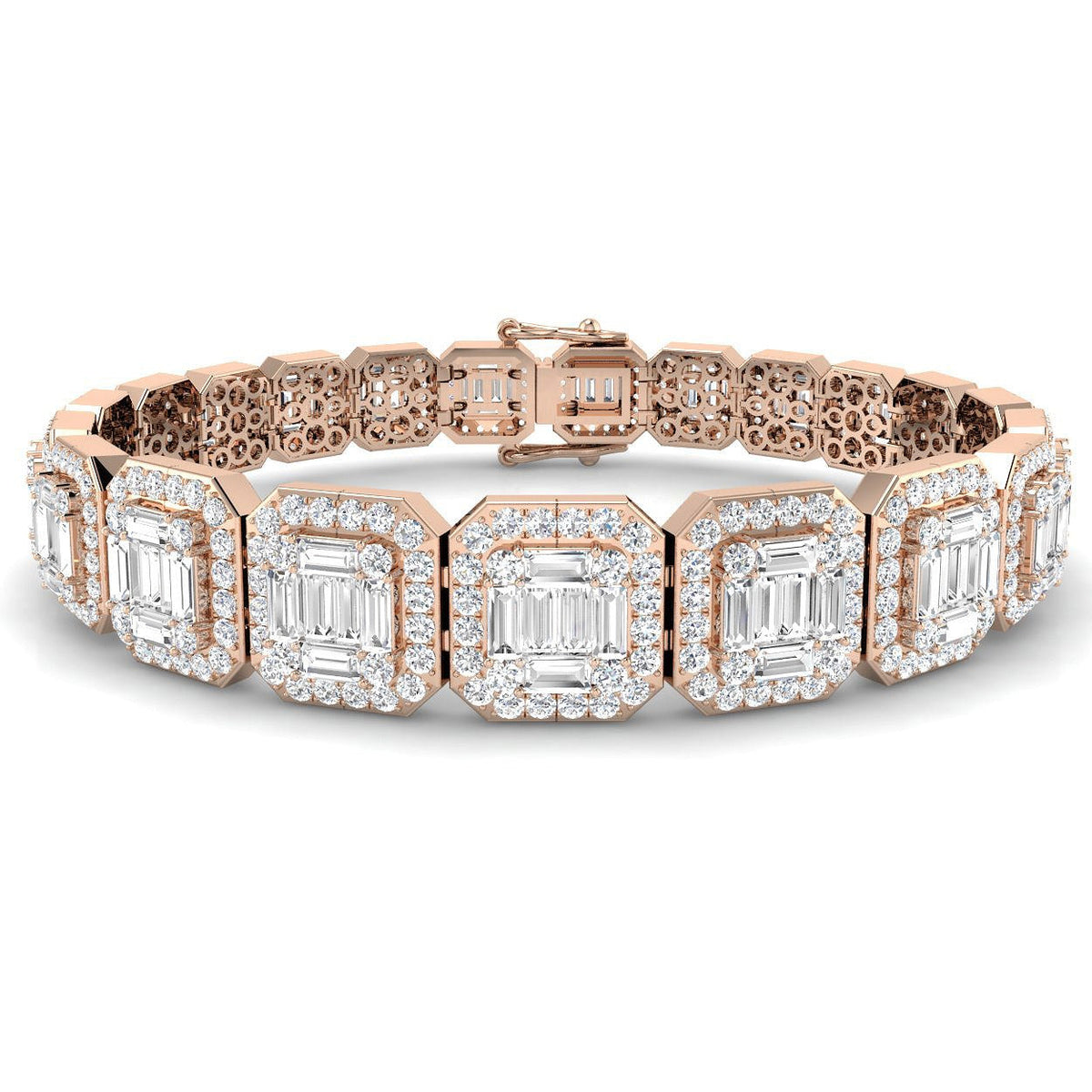 Natural Diamond 7.20Ct Emerald Style Bracelet in 10K/14K gold and platinum with certified lab-grown or natural diamonds