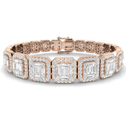 Natural Diamond 7.20Ct Emerald Style Bracelet in 10K/14K gold and platinum with certified lab-grown or natural diamonds