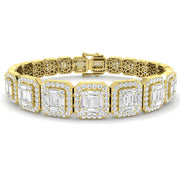 Natural Diamond 7.20Ct Emerald Style Bracelet in 10K/14K gold and platinum with certified lab-grown or natural diamonds