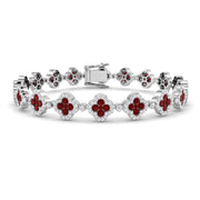 Ruby Clover Diamond Tennis Bracelet in 10K/14K gold and platinum with certified lab-grown or natural diamonds