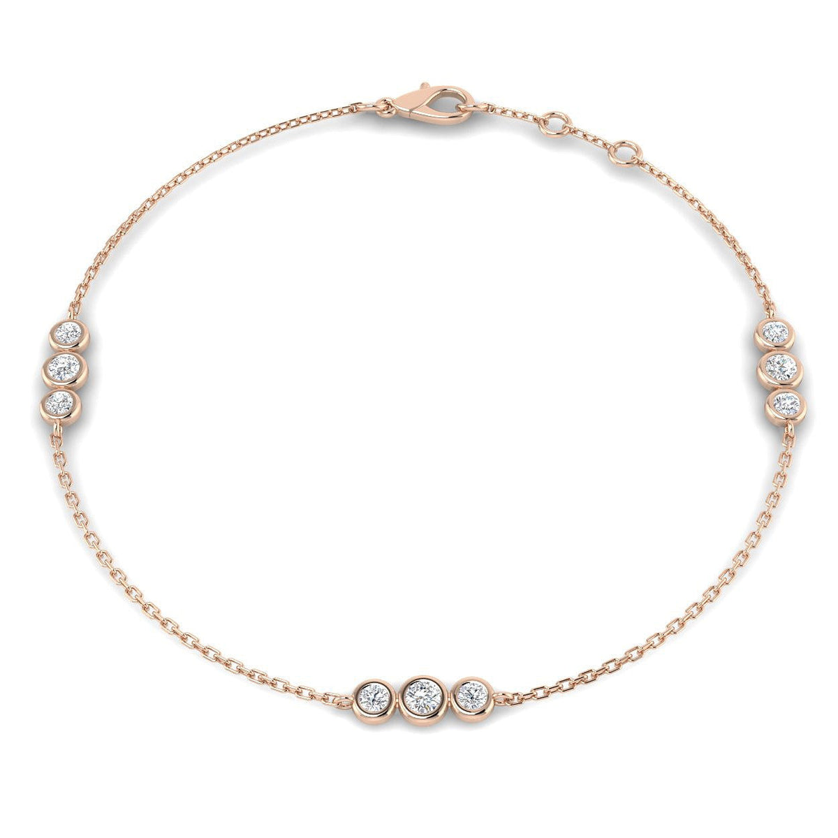 Round Natural Diamond Bezel Set Tennis Bracelet /Solid Gold or Platinum with Lobster Claw in 10K/14K gold and platinum with certified lab-grown or natural diamonds