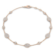 Lab Grown Diamond Pave Set Diamond Bracelet - Round Cut Bezel Set Chain in 10K/14K gold and platinum with certified lab-grown or natural diamonds