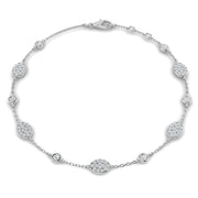 Lab Grown Diamond Pave Set Diamond Bracelet - Round Cut Bezel Set Chain in 10K/14K gold and platinum with certified lab-grown or natural diamonds
