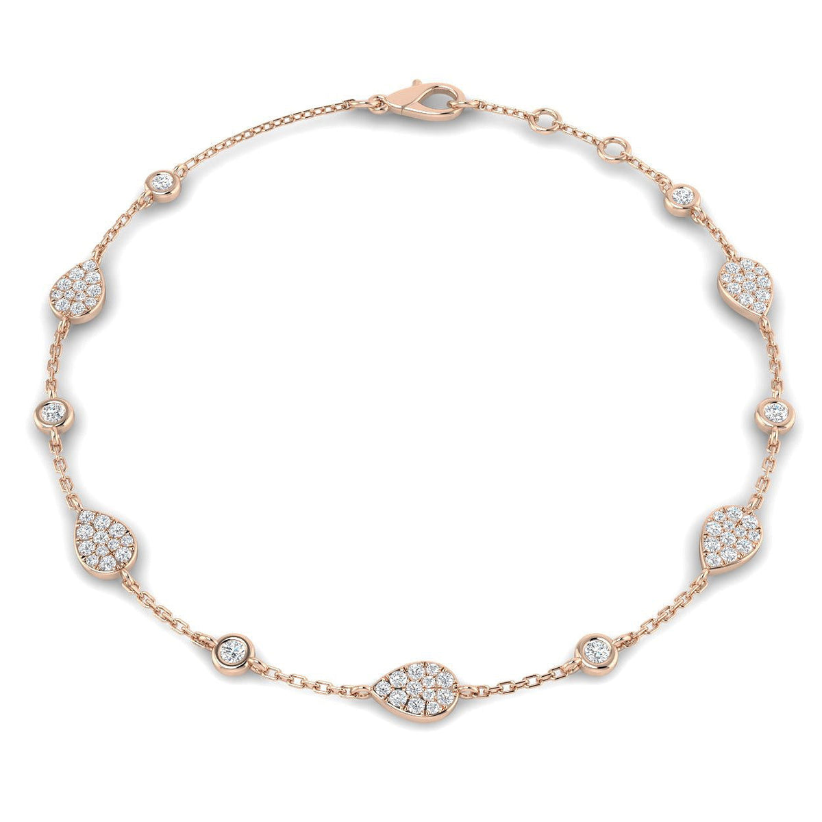 Natural Diamond Pear Shape Station Bracelet in 10K/14K gold and platinum with certified lab-grown or natural diamonds