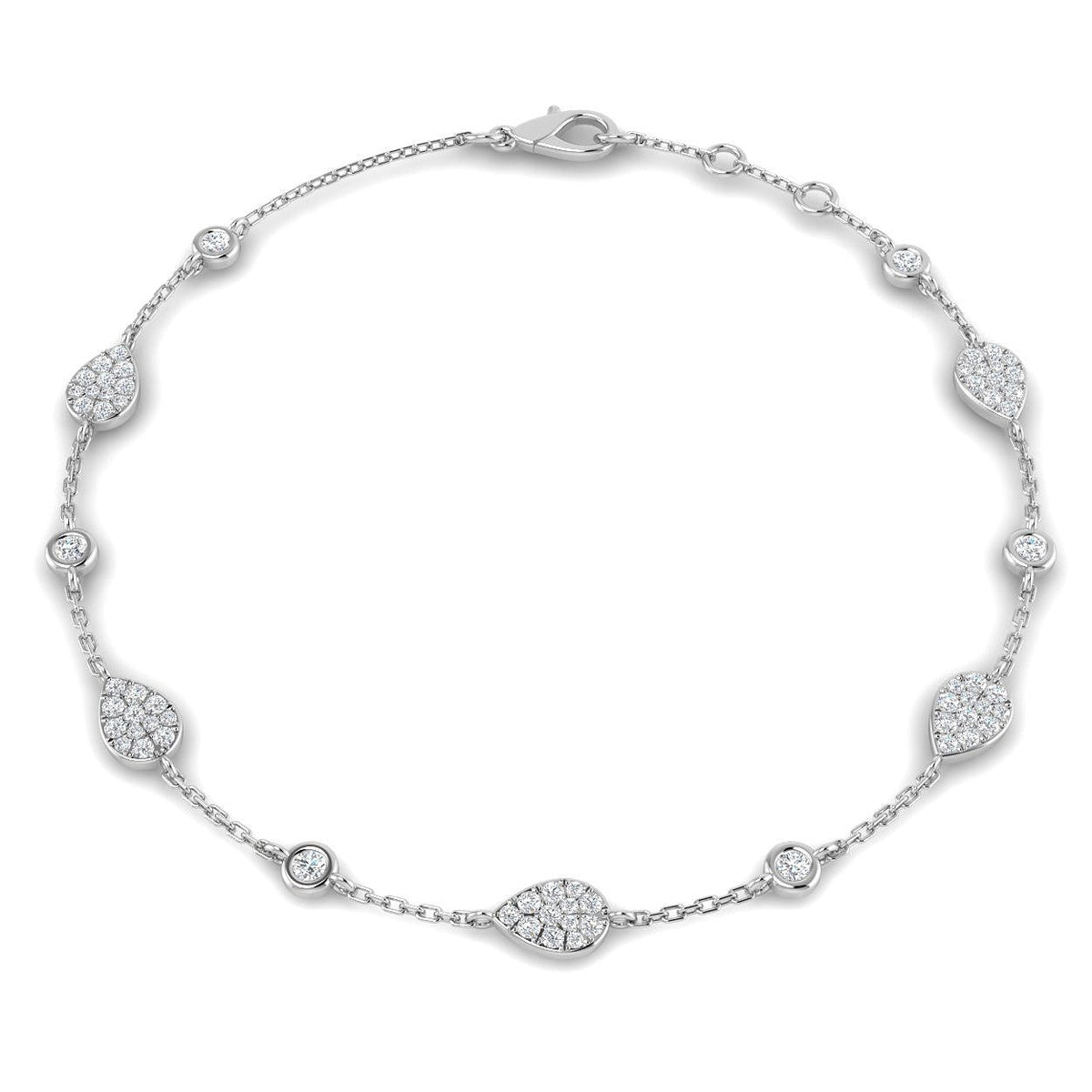 Natural Diamond Pear Shape Station Bracelet in 10K/14K gold and platinum with certified lab-grown or natural diamonds