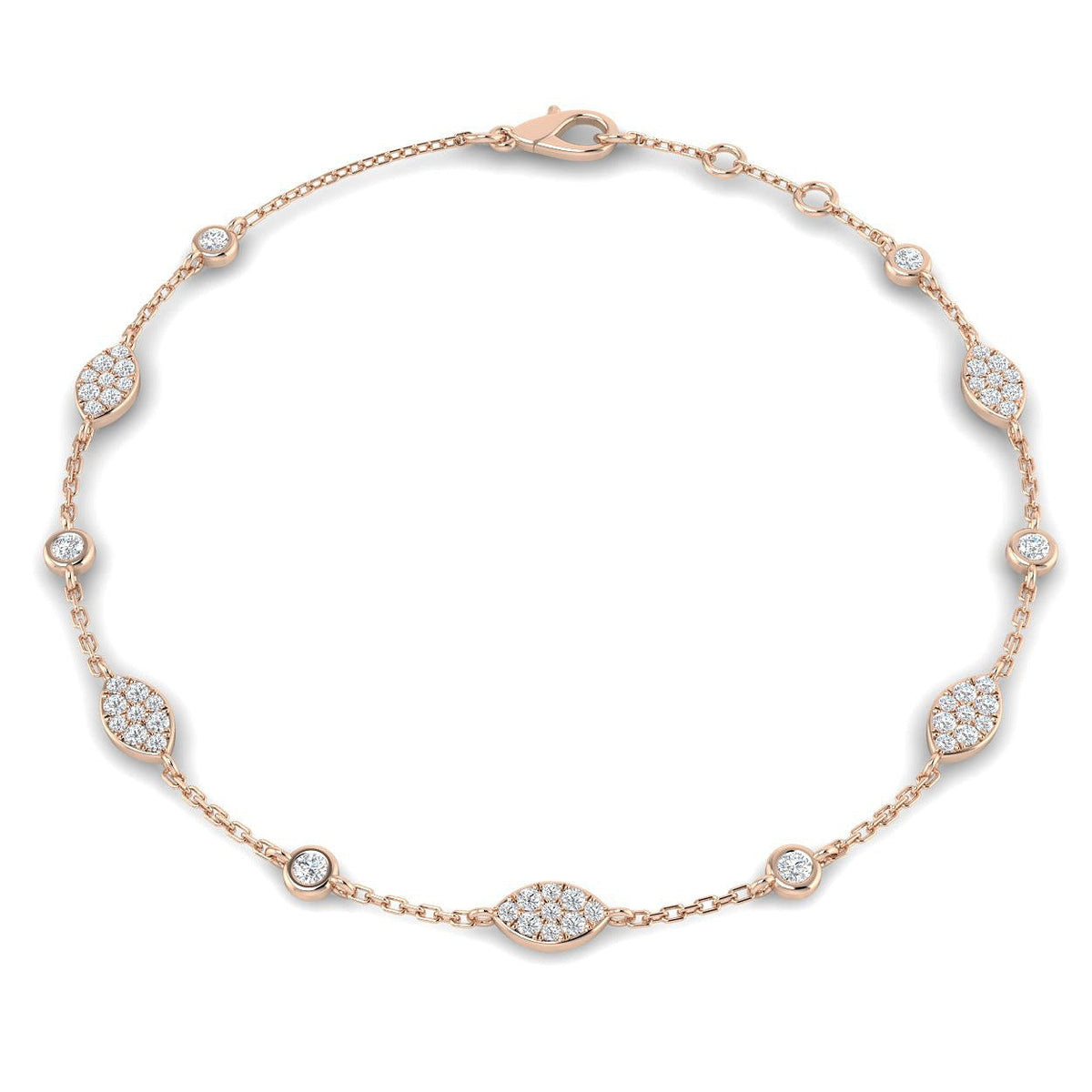 Natural Diamond Marquise Shape Station Bracelet in 10K/14K gold and platinum with certified lab-grown or natural diamonds