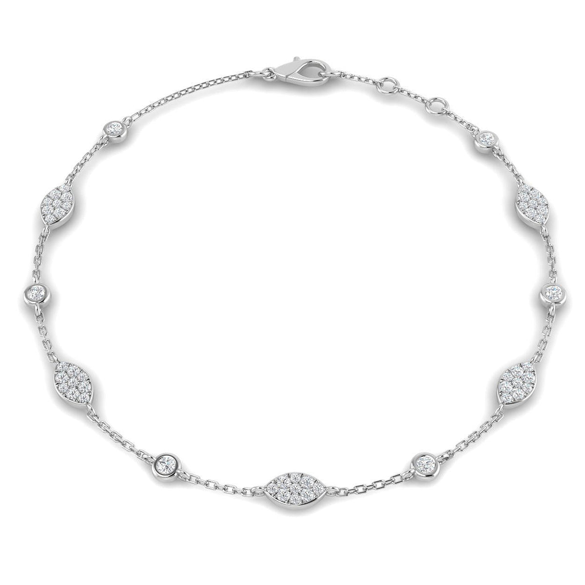 Natural Diamond Marquise Shape Station Bracelet in 10K/14K gold and platinum with certified lab-grown or natural diamonds