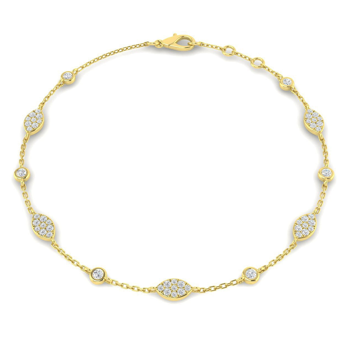 Natural Diamond Marquise Shape Station Bracelet in 10K/14K gold and platinum with certified lab-grown or natural diamonds