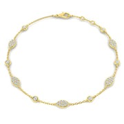 Natural Diamond Marquise Shape Station Bracelet in 10K/14K gold and platinum with certified lab-grown or natural diamonds