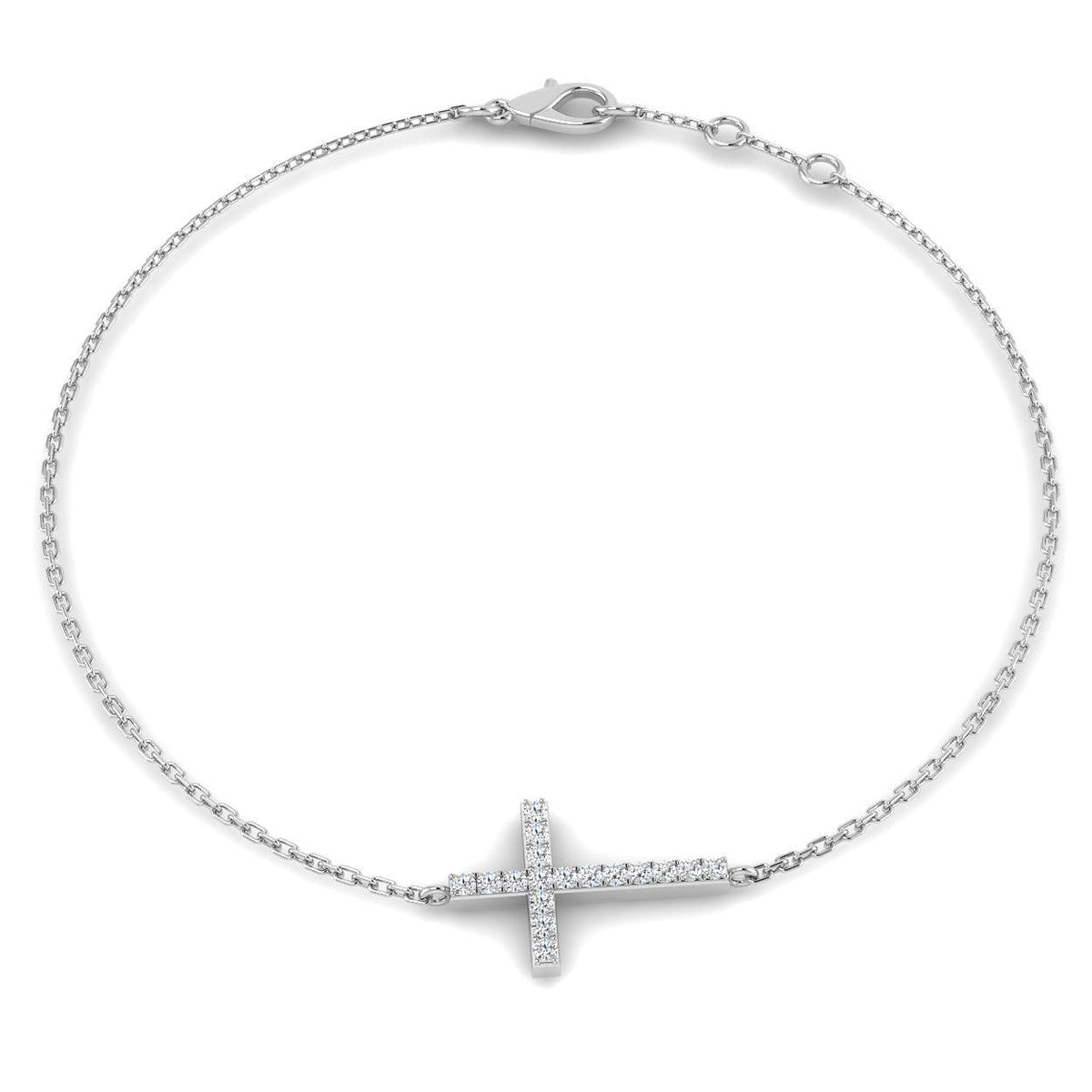 / Solid Gold Natural Diamond Cross Bracelet in 10K/14K gold and platinum with certified lab-grown or natural diamonds