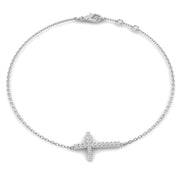 / Solid Gold Natural Diamond Cross Bracelet in 10K/14K gold and platinum with certified lab-grown or natural diamonds