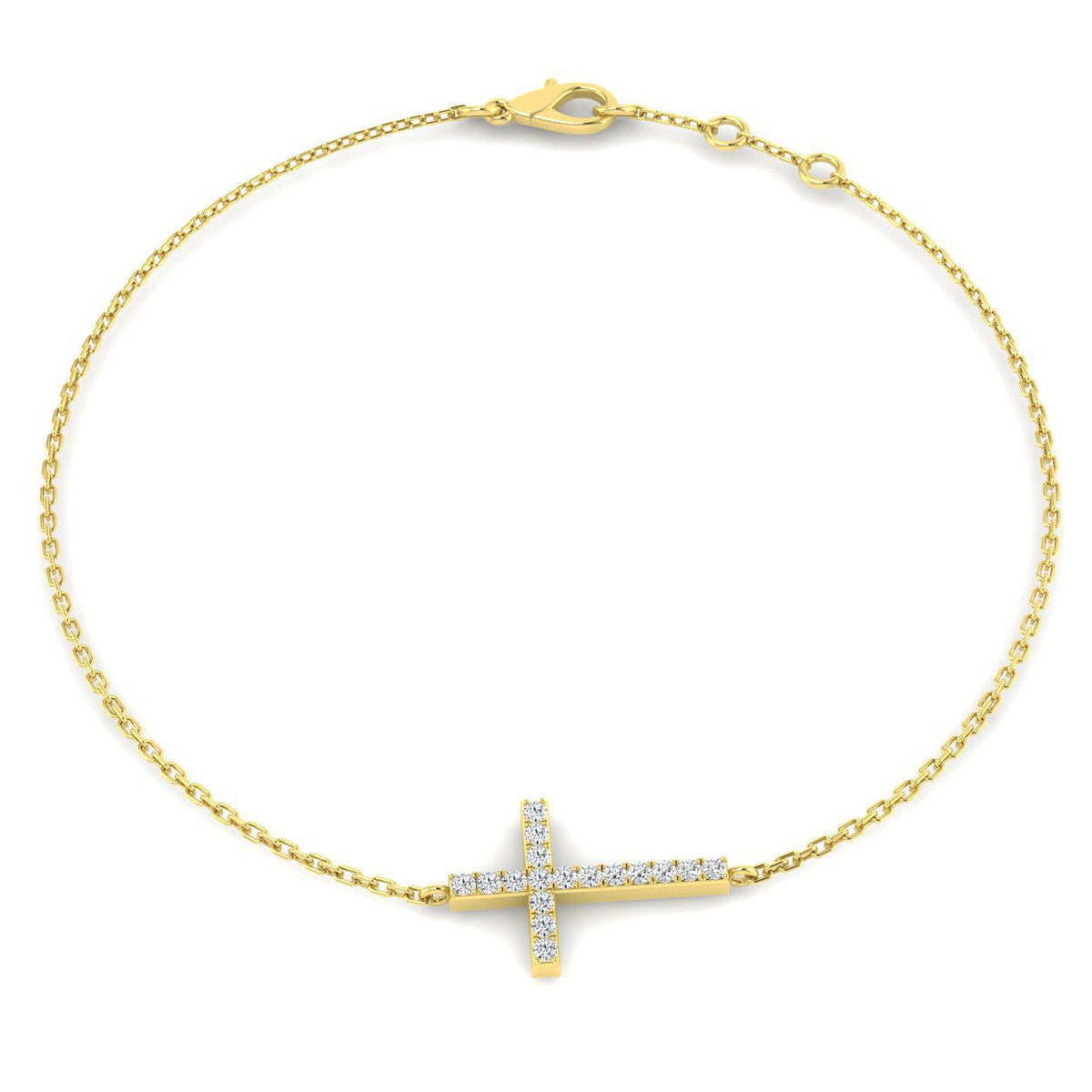 / Solid Gold Natural Diamond Cross Bracelet in 10K/14K gold and platinum with certified lab-grown or natural diamonds