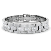 Vintage Diamond Bracelet with Baguette & Round Diamonds in 10K/14K gold and platinum with certified lab-grown or natural diamonds