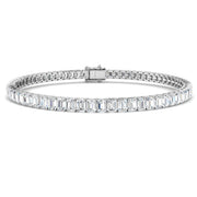 Emerald Cut Natural Diamond Link Tennis Bracelet with Secure Box Clasp in 10K/14K gold and platinum with certified lab-grown or natural diamonds