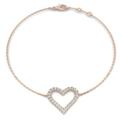 Lab Grown Diamond Pave Heart Bracelet in 10K/14K gold and platinum with certified lab-grown or natural diamonds