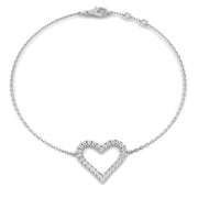 Lab Grown Diamond Pave Heart Bracelet in 10K/14K gold and platinum with certified lab-grown or natural diamonds