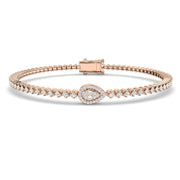 Luxury Halo Bracelet with Natural Baguette and Round Brilliant in Gold & in 10K/14K gold and platinum with certified lab-grown or natural diamonds