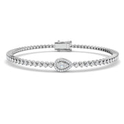 Luxury Halo Bracelet with Natural Baguette and Round Brilliant in Gold & in 10K/14K gold and platinum with certified lab-grown or natural diamonds