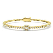Luxury Halo Bracelet with Natural Baguette and Round Brilliant in Gold & in 10K/14K gold and platinum with certified lab-grown or natural diamonds