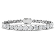 3.85Ct Natural Round Cut Diamond Halo Tennis Bracelet in Platinum with Secure Box Clasp in 10K/14K gold and platinum with certified lab-grown or natural diamonds