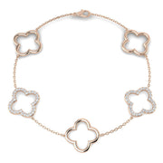 Lab Grown Diamond Four Leaf Clover Bracelet in 10K/14K gold and platinum with certified lab-grown or natural diamonds