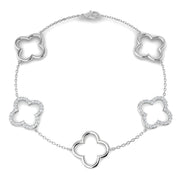 Lab Grown Diamond Four Leaf Clover Bracelet in 10K/14K gold and platinum with certified lab-grown or natural diamonds
