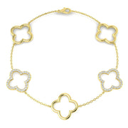 Lab Grown Diamond Four Leaf Clover Bracelet in 10K/14K gold and platinum with certified lab-grown or natural diamonds