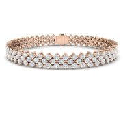 Round Cut Lab Grown Diamond Prong Set 3 Row Diamond Tennis Bracelet in Platinum with Box Clasp in 10K/14K gold and platinum with certified lab-grown or natural diamonds