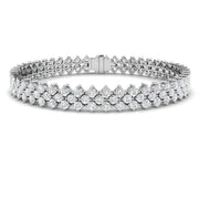 Round Cut Lab Grown Diamond Prong Set 3 Row Diamond Tennis Bracelet in Platinum with Box Clasp in 10K/14K gold and platinum with certified lab-grown or natural diamonds