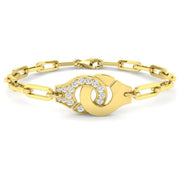 Pave Natural Diamond Handcuff Link Bracelet with Lobster Clasp in 10K/14K gold and platinum with certified lab-grown or natural diamonds
