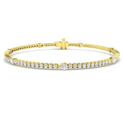 Natural Round & Pear Cut Diamond Tennis Bracelet with Box Clasp - Two Shape Diamond Bracelet in 10K/14K gold and platinum with certified lab-grown or natural diamonds