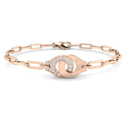 Pave Natural Diamond Handcuff Link Bracelet with Lobster Clasp in 10K/14K gold and platinum with certified lab-grown or natural diamonds