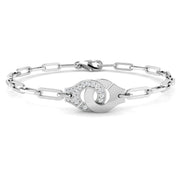 Pave Natural Diamond Handcuff Link Bracelet with Lobster Clasp in 10K/14K gold and platinum with certified lab-grown or natural diamonds