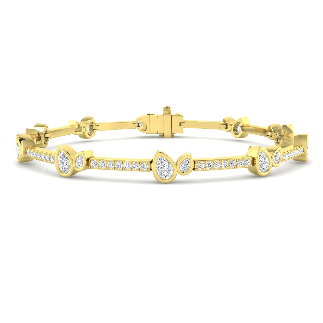 Natural Round & Pear Diamond Tennis Bracelet in 10K/14K gold and platinum with certified lab-grown or natural diamonds