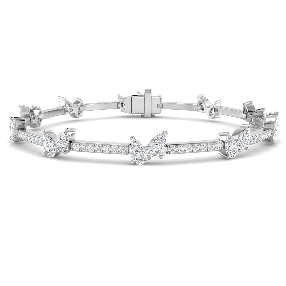 Round & Pear Lab Grown Diamond Tennis Bracelet in 10K/14K gold and platinum with certified lab-grown or natural diamonds