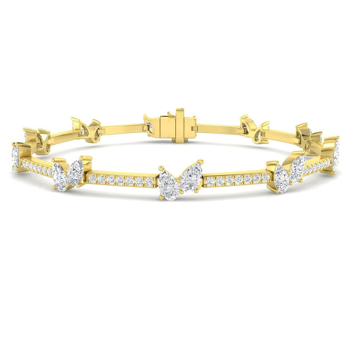 Round & Pear Lab Grown Diamond Tennis Bracelet in 10K/14K gold and platinum with certified lab-grown or natural diamonds