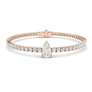 Pear Cut Lab Grown Diamond Tennis Bracelet with Round Prong Set Diamonds in 10K/14K gold and platinum with certified lab-grown or natural diamonds