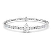 Pear Cut Lab Grown Diamond Tennis Bracelet with Round Prong Set Diamonds in 10K/14K gold and platinum with certified lab-grown or natural diamonds