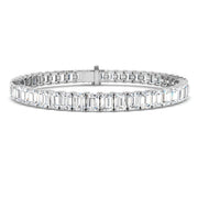 Emerald Cut Natural Diamond Link Tennis Bracelet with Secure Box Clasp in 10K/14K gold and platinum with certified lab-grown or natural diamonds
