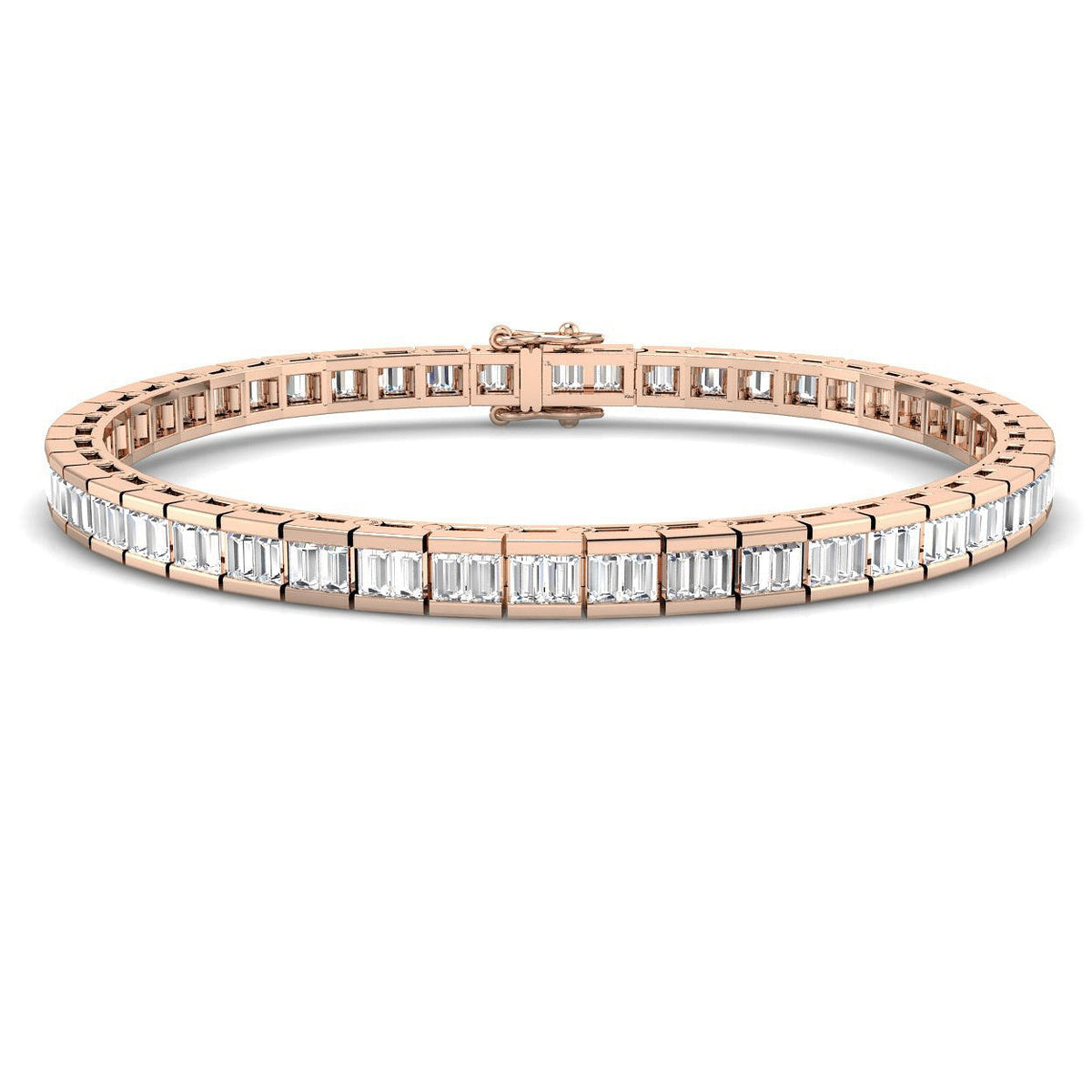 Elegant Lab Grown Baguette Diamond Tennis Bracelet in 10K/14K gold and platinum with certified lab-grown or natural diamonds