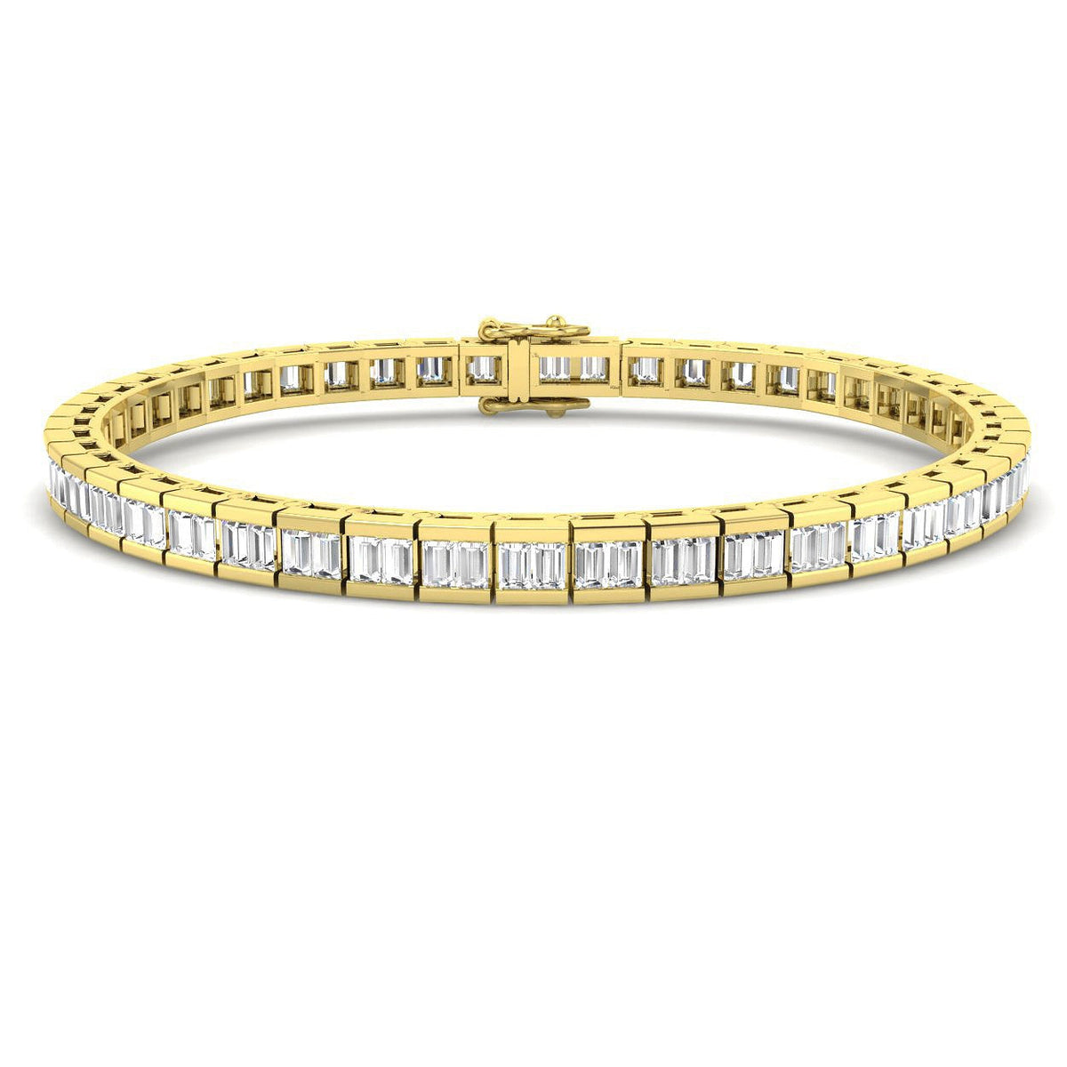 Elegant Lab Grown Baguette Diamond Tennis Bracelet in 10K/14K gold and platinum with certified lab-grown or natural diamonds