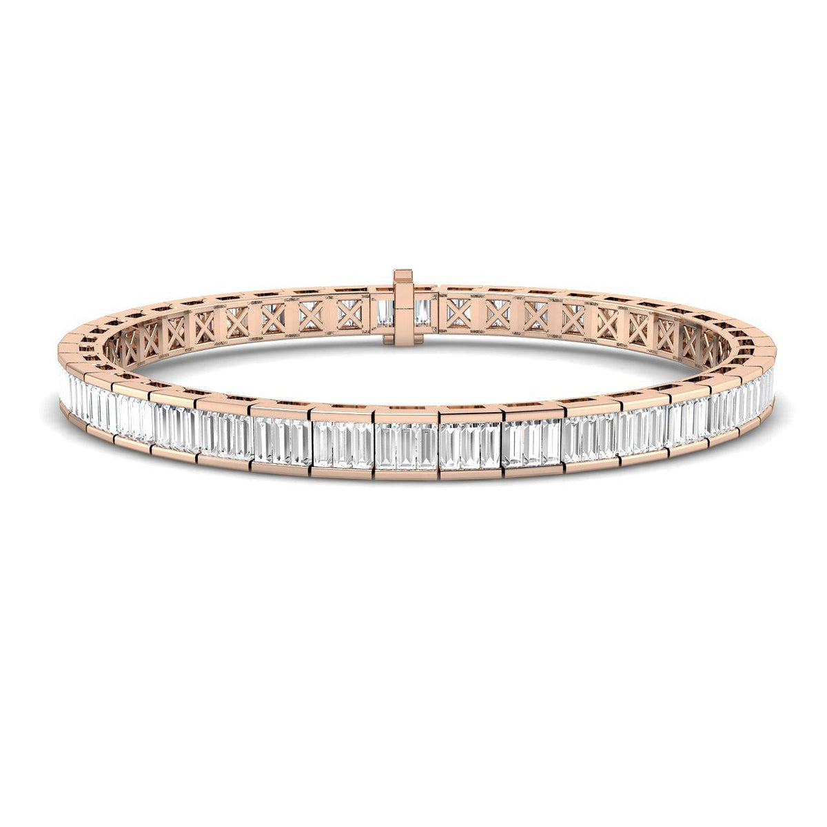 Elegant Lab Grown Baguette Diamond Tennis Bracelet in 10K/14K gold and platinum with certified lab-grown or natural diamonds