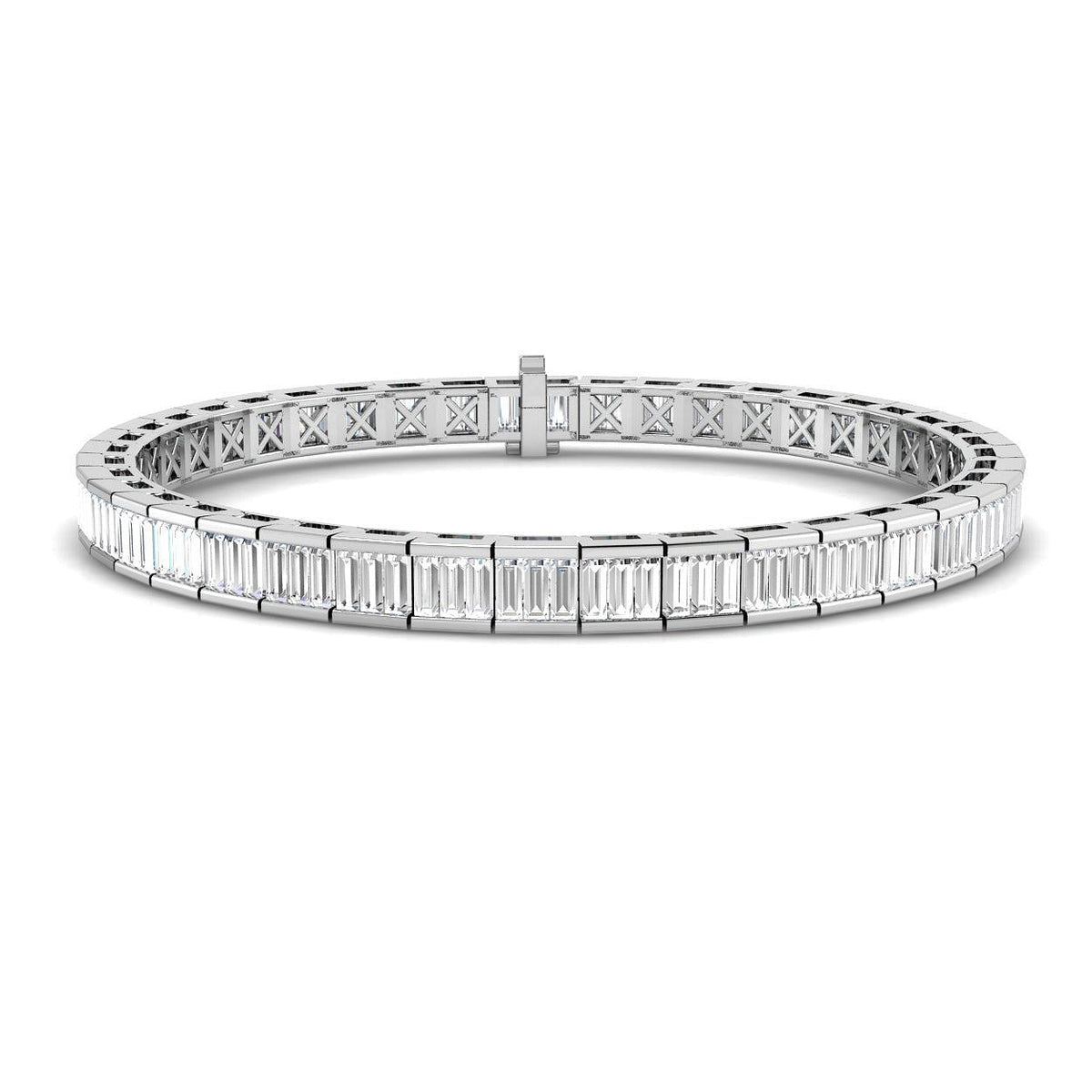 Elegant Lab Grown Baguette Diamond Tennis Bracelet in 10K/14K gold and platinum with certified lab-grown or natural diamonds