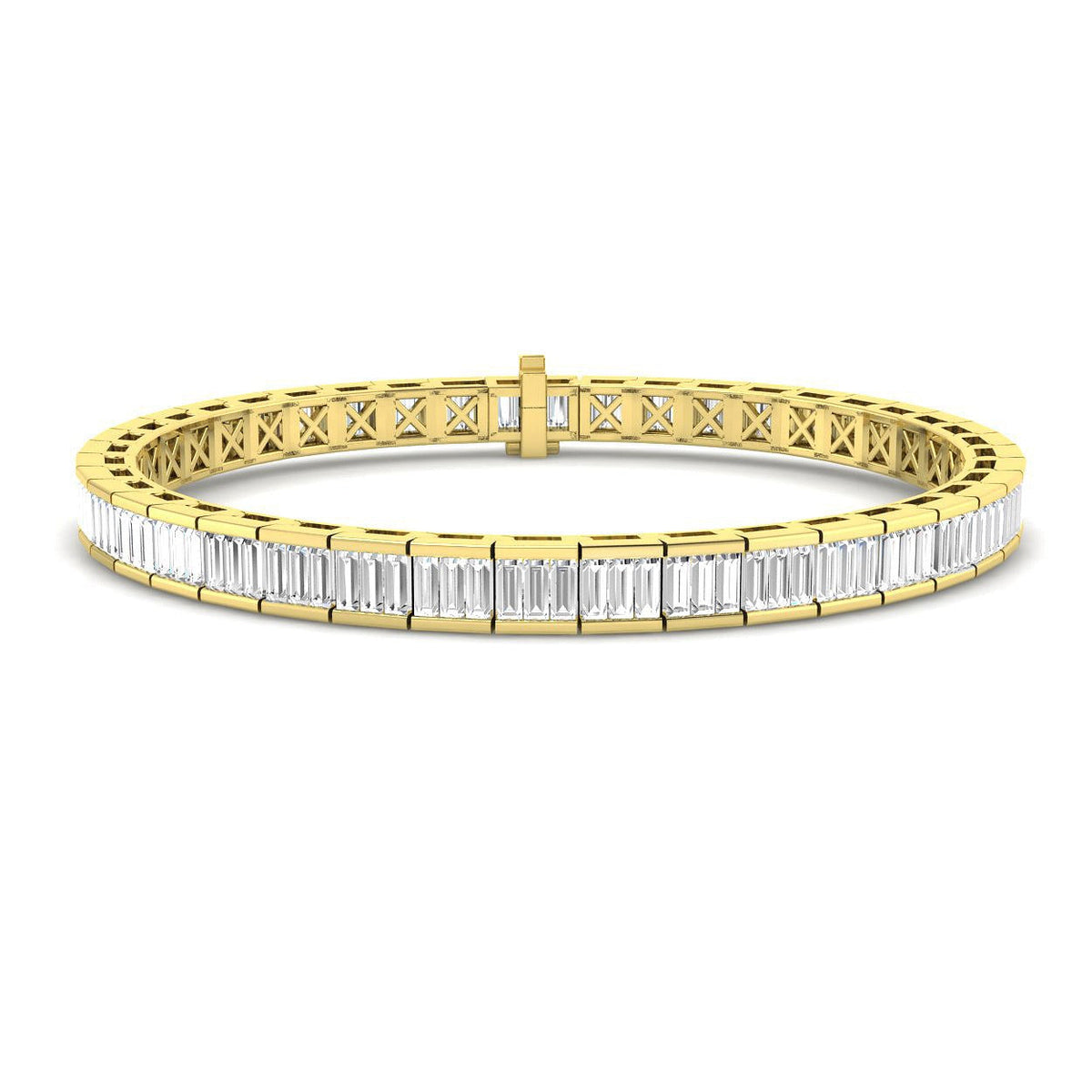 Elegant Lab Grown Baguette Diamond Tennis Bracelet in 10K/14K gold and platinum with certified lab-grown or natural diamonds