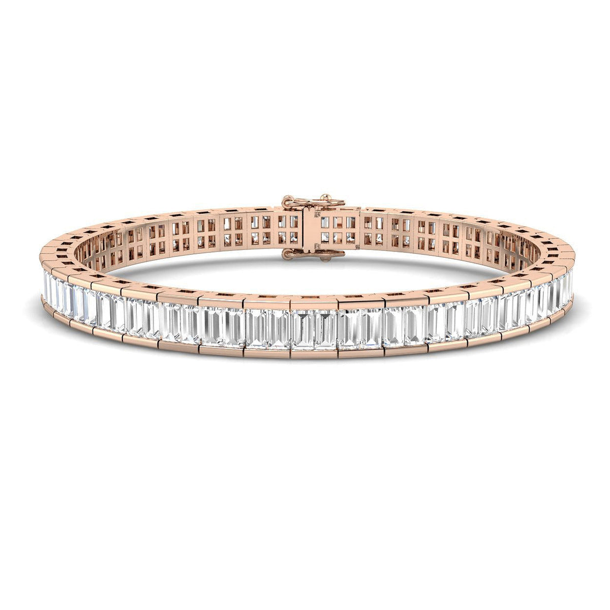 Elegant Lab Grown Baguette Diamond Tennis Bracelet in 10K/14K gold and platinum with certified lab-grown or natural diamonds